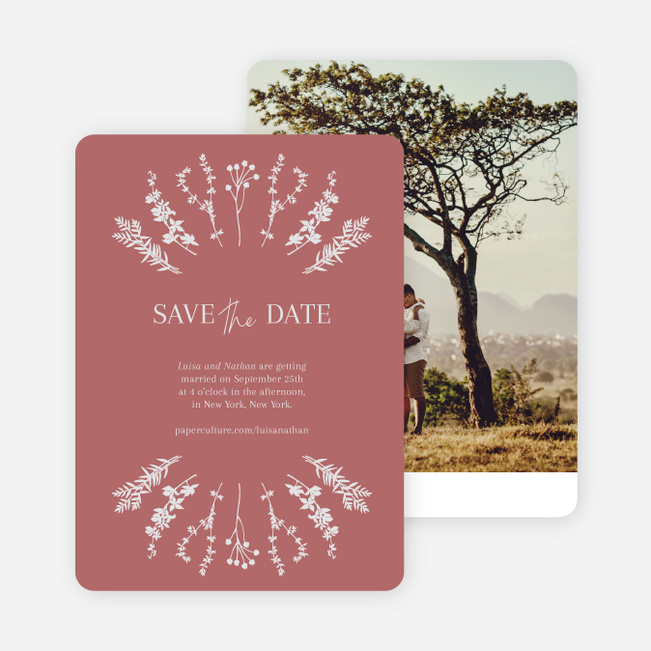 Rustic Garden Herbs Save the Date Cards - Pink