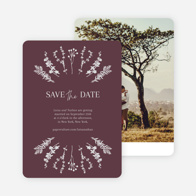 Rustic Garden Herbs Save the Date Cards - Purple
