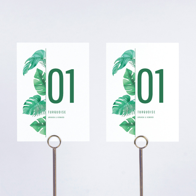 Tropical Vows Wedding Table Cards - White