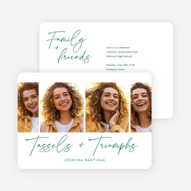 All in Order Graduation Announcements and Invitations - Green