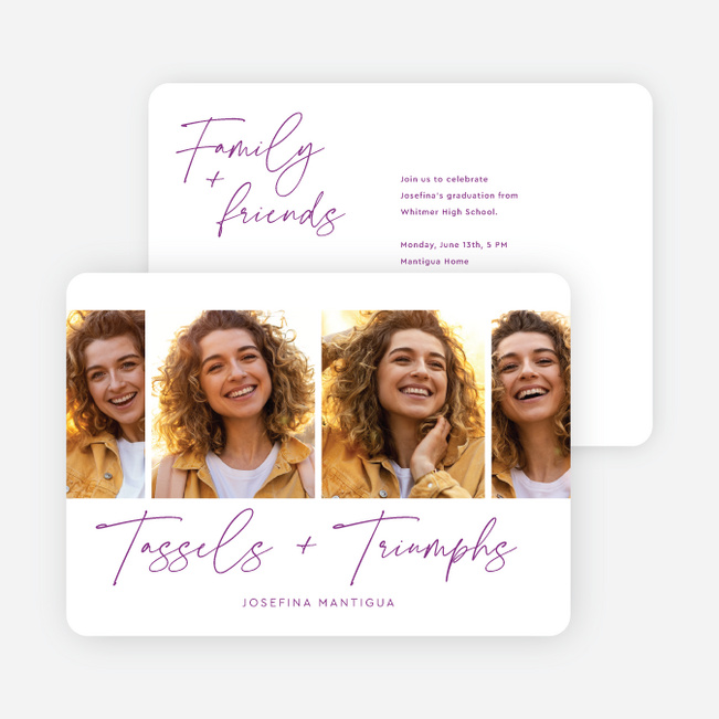 All in Order Graduation Announcements and Invitations - Purple