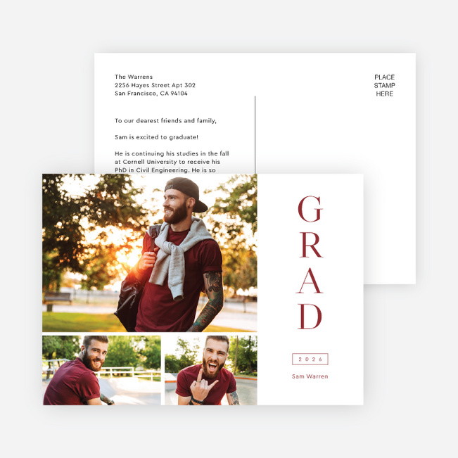 Central Stack Graduation Announcements and Invitations - Red