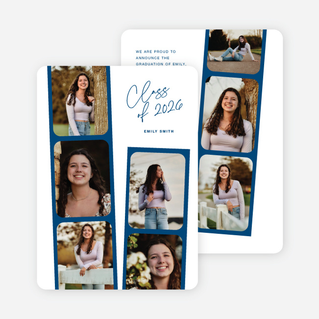 Film Studies Graduation Announcements and Invitations - Blue