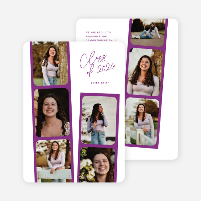 Film Studies Graduation Announcements and Invitations - Purple