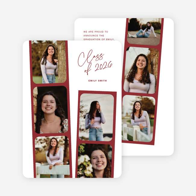 Film Studies Graduation Announcements and Invitations - Red