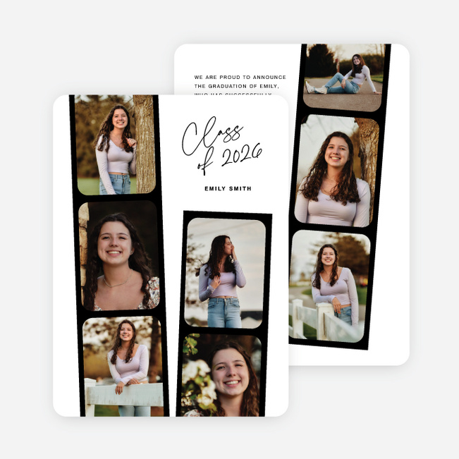 Film Studies Graduation Announcements and Invitations - Black