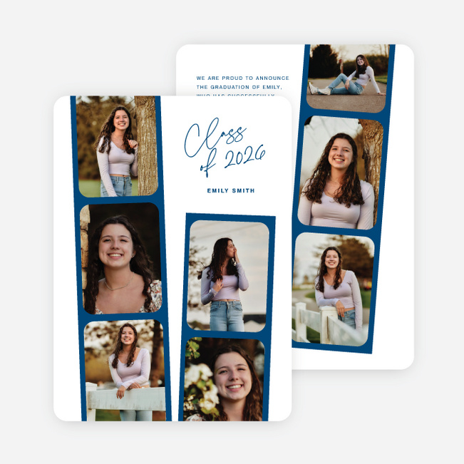 Film Studies Graduation Announcements and Invitations - Blue