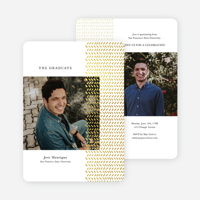 Gold Leaf Graduation Announcements and Invitations - Yellow