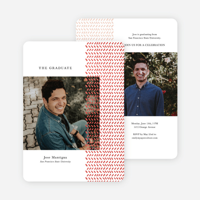 Gold Leaf Graduation Announcements and Invitations - Red