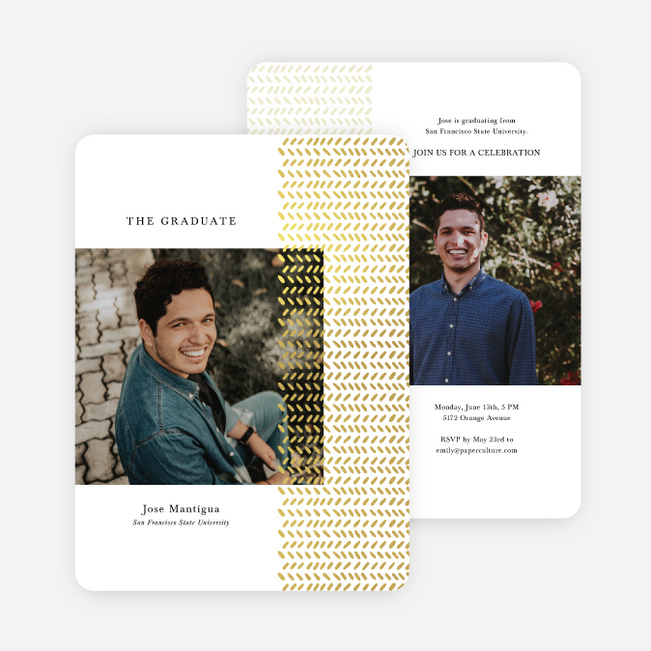 Gold Leaf Graduation Announcements and Invitations - Yellow