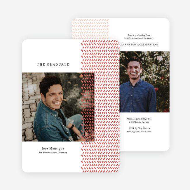 Gold Leaf Graduation Announcements and Invitations - Red