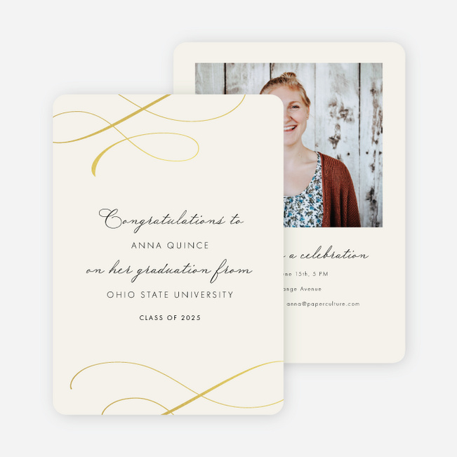 Golden Musing Graduation Announcements and Invitations - Yellow