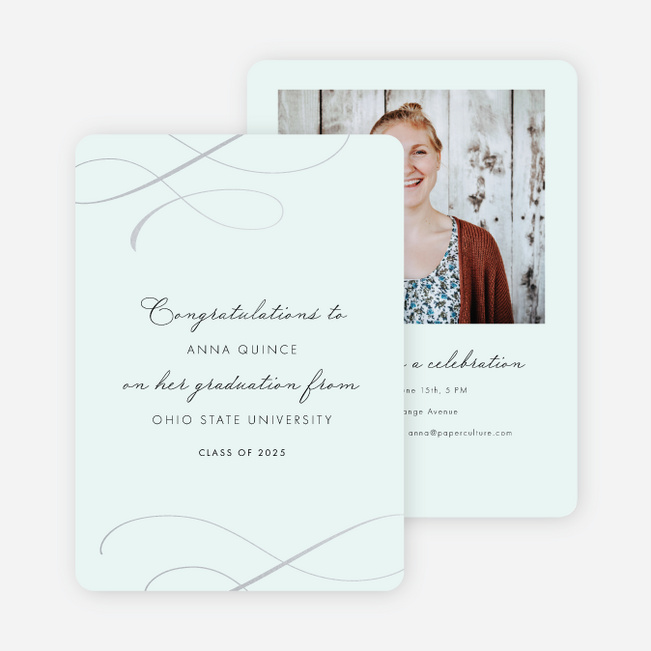 Golden Musing Graduation Announcements and Invitations - Gray