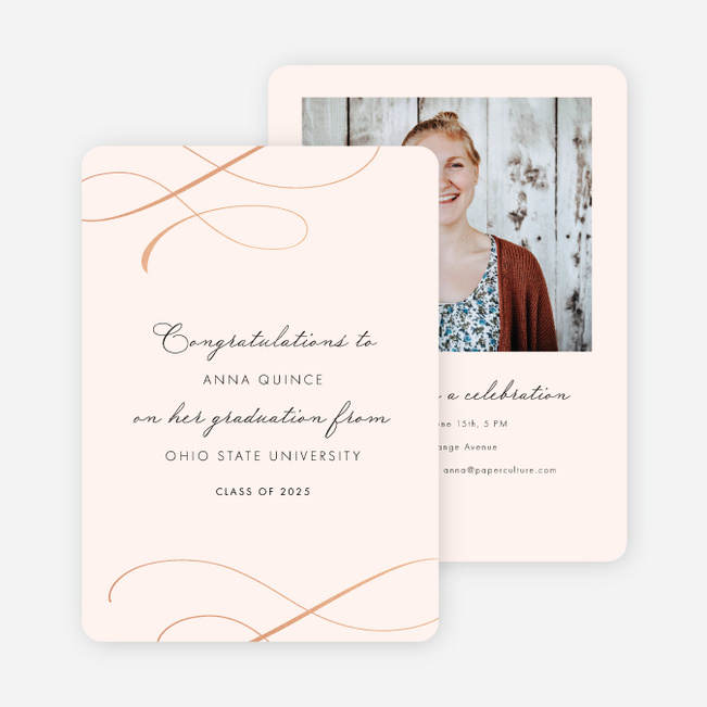 Golden Musing Graduation Announcements and Invitations - Pink