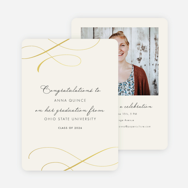 Golden Musing Graduation Announcements and Invitations - Yellow