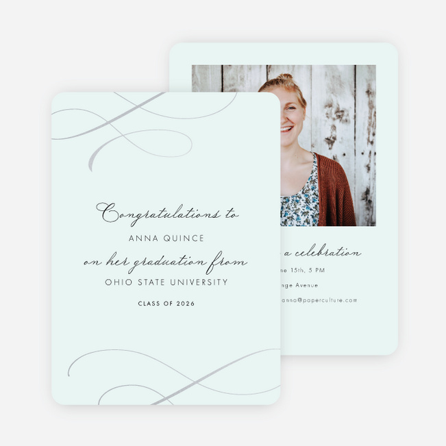 Golden Musing Graduation Announcements and Invitations - Gray