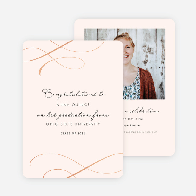 Golden Musing Graduation Announcements and Invitations - Pink