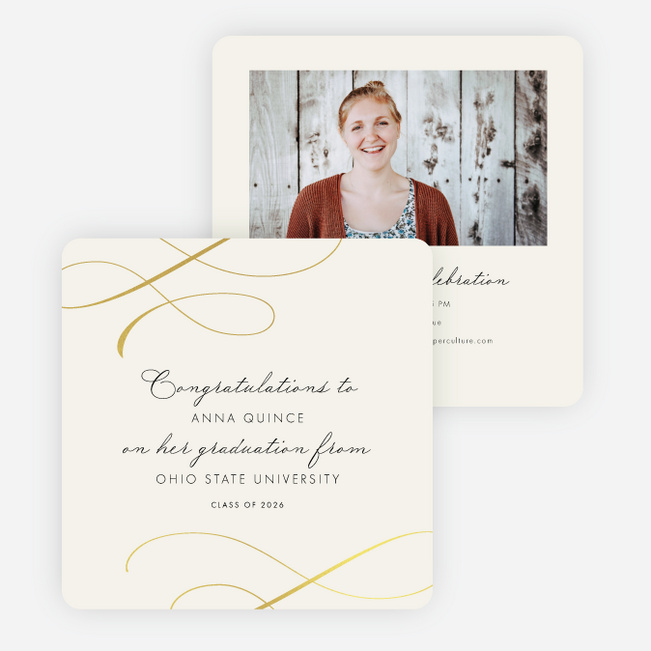 Golden Musing Graduation Announcements and Invitations - Yellow