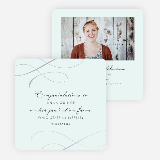 Golden Musing Graduation Announcements and Invitations - Gray