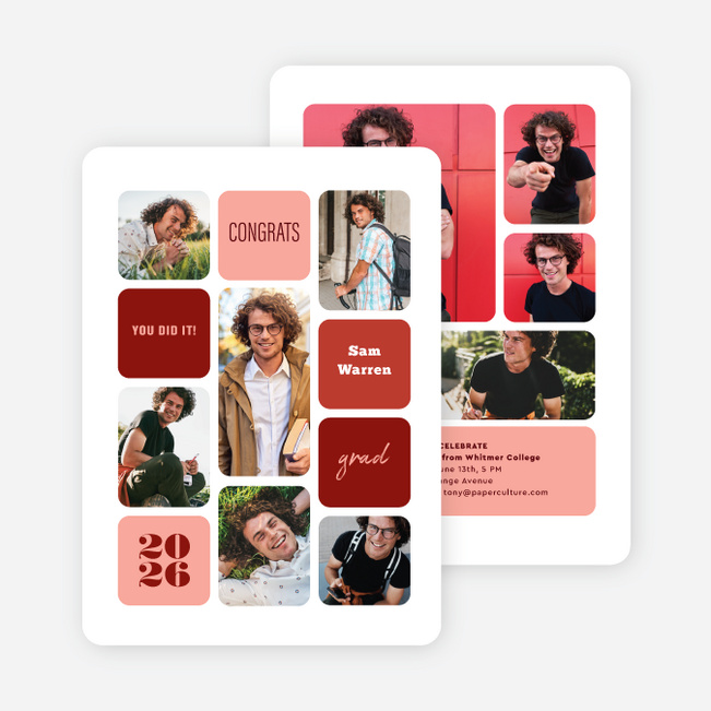 Graphic Moment Graduation Announcements and Invitations - Red