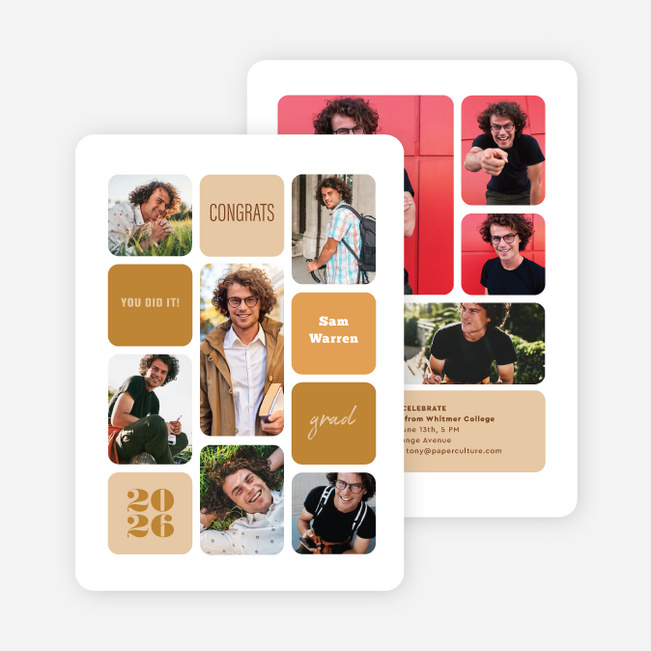 Graphic Moment Graduation Announcements and Invitations - Yellow