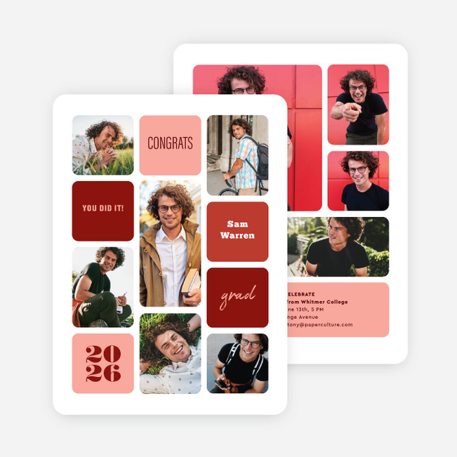 Graphic Moment Graduation Announcements and Invitations - Red