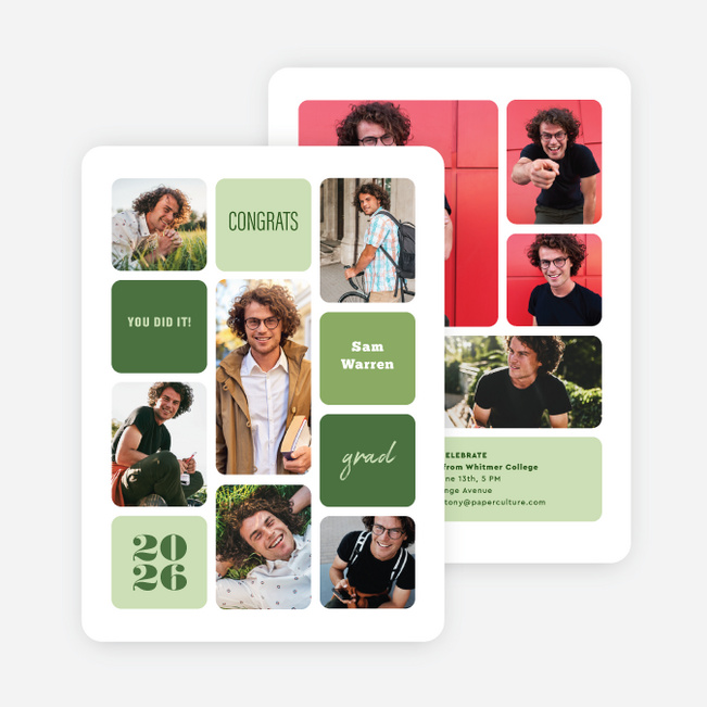 Graphic Moment Graduation Announcements and Invitations - Green