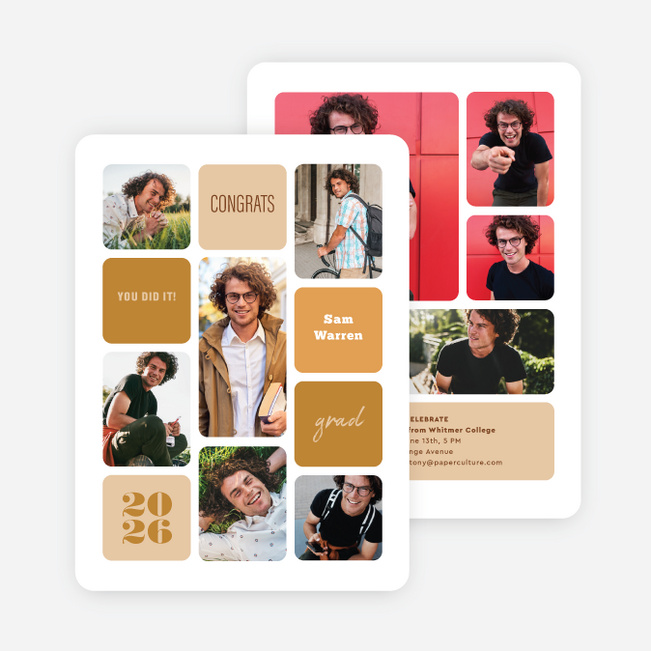 Graphic Moment Graduation Announcements and Invitations - Yellow