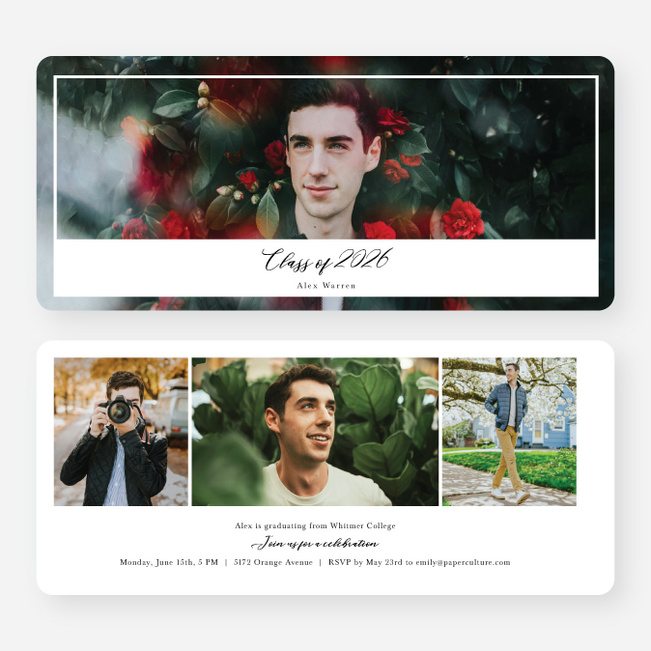 Manuscripted Graduation Announcements and Invitations - White