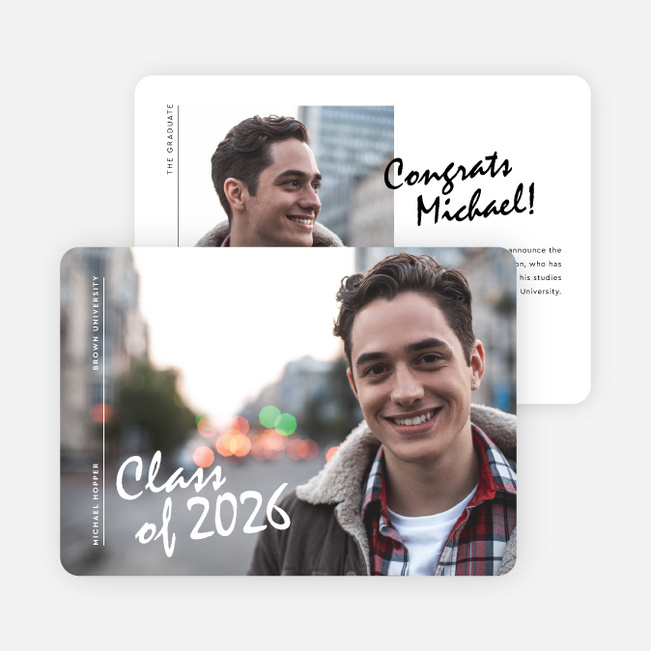 Modern Assembly Graduation Announcements and Invitations - White