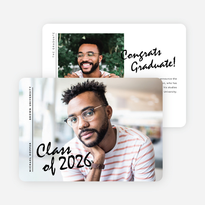 Modern Assembly Graduation Announcements and Invitations - Black