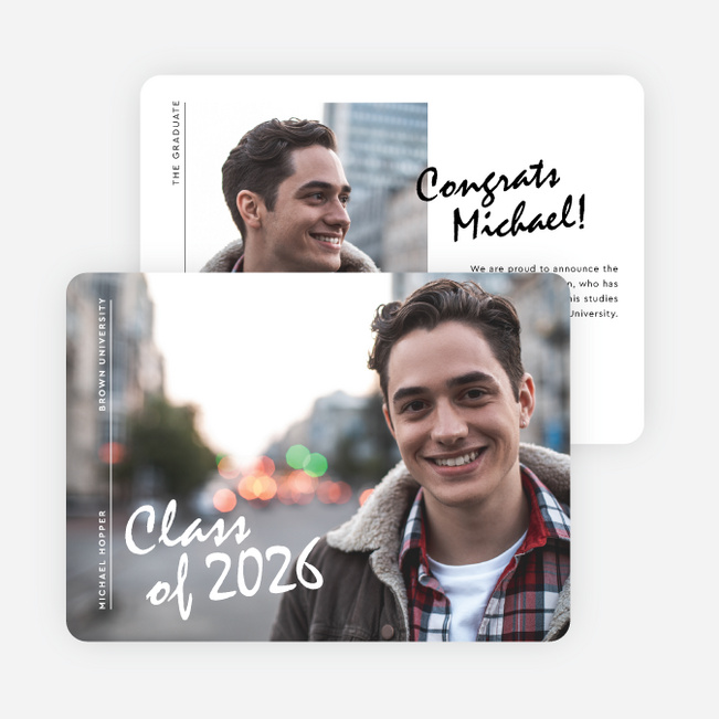 Modern Assembly Graduation Announcements and Invitations - White