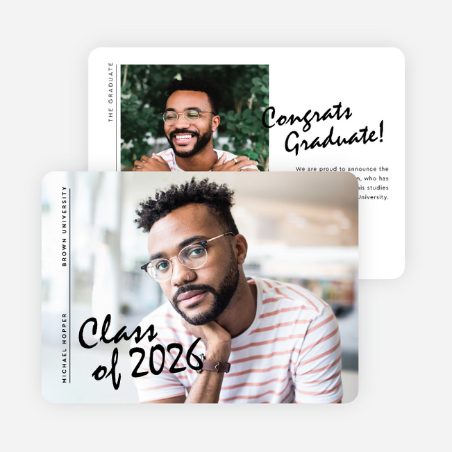 Modern Assembly Graduation Announcements and Invitations - Black