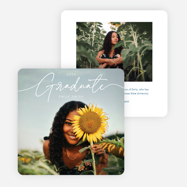 Shared Honor Graduation Announcements and Invitations - Blue