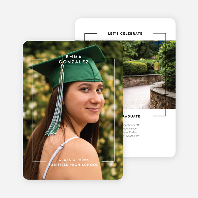 Softly Framed Graduation Announcements and Invitations - White