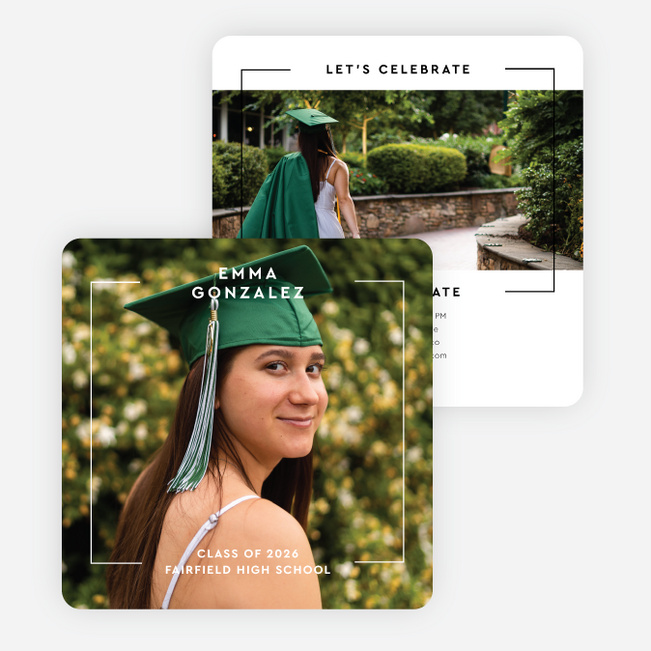 Softly Framed Graduation Announcements and Invitations - White