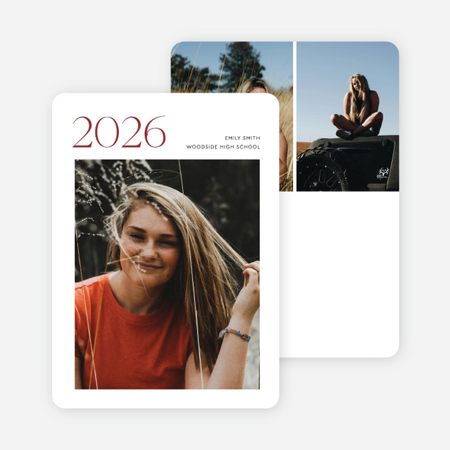 Yearmarked Graduation Announcements and Invitations - Red