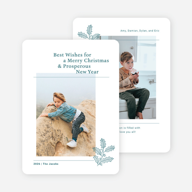 Best Wishes Branch Christmas Cards - Blue