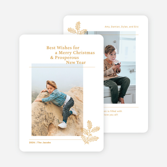 Best Wishes Branch Christmas Cards - Yellow