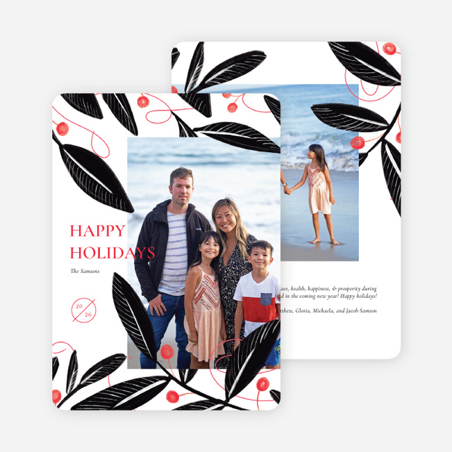 Bold Print Leaves Holiday Cards and Invitations - Multi