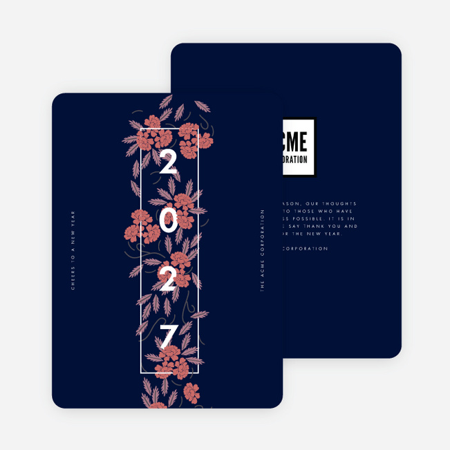 Floral Parade Corporate Holiday Cards - Blue