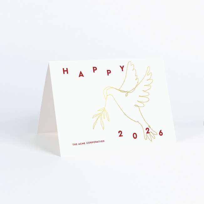 Foil Graceful Dove Corporate Holiday Cards & Corporate Christmas Cards - Yellow