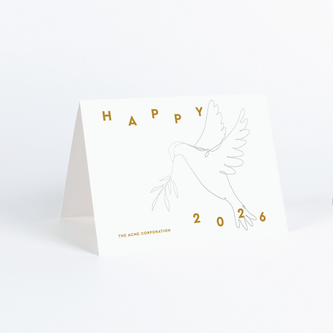 Foil Graceful Dove Corporate Holiday Cards & Corporate Christmas Cards - Gray