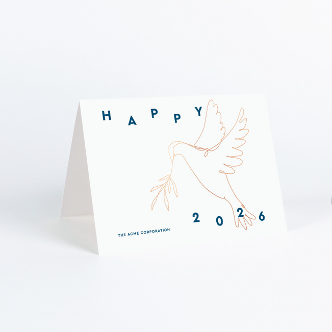 Foil Graceful Dove Corporate Holiday Cards & Corporate Christmas Cards - Pink