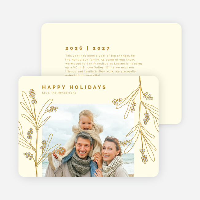 Foil Hanging Mistletoe Holiday Cards and Invitations - Gray