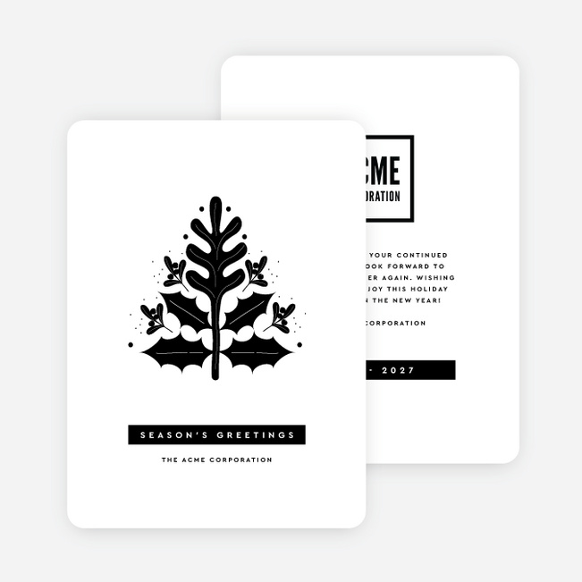Holly Tree Corporate Holiday Cards - White