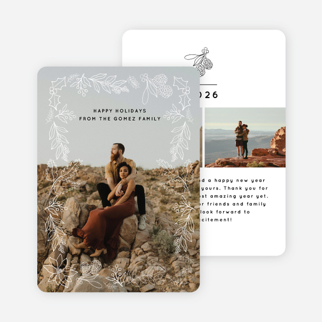 Illustrated Frame Holiday Cards and Invitations - White