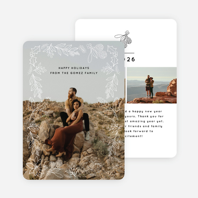 Illustrated Frame Holiday Cards and Invitations - White