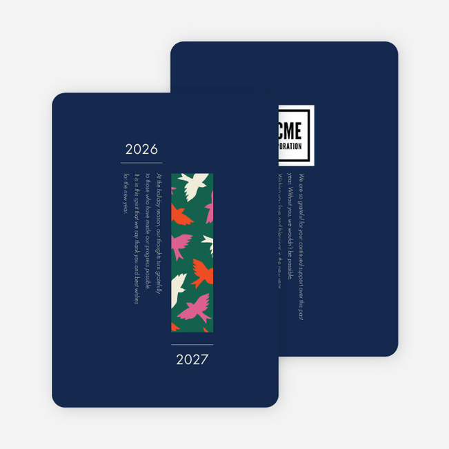 Lovely Bird Pattern Business and Corporate Holiday Cards - Blue