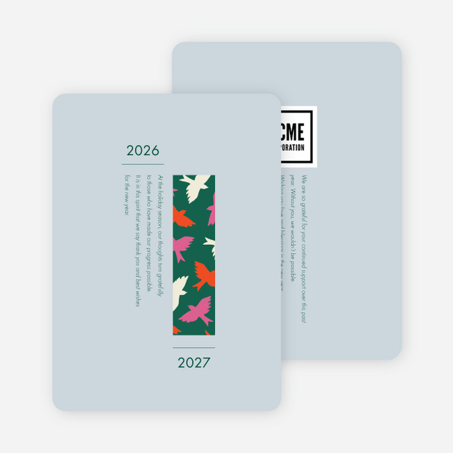 Lovely Bird Pattern Business and Corporate Holiday Cards - Gray